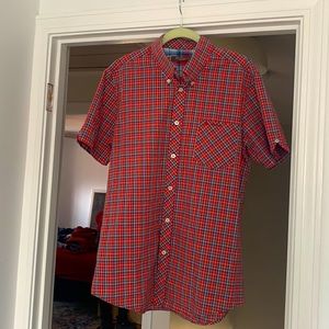 Plaid button up short sleeved